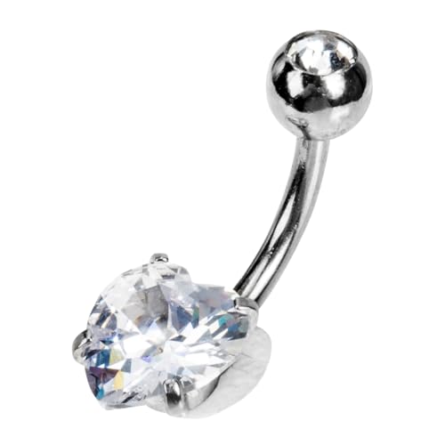 LIOOBO Doppel Zirkonia Herz Bauchnabelring aus Medizinischem Hautfreundlich Glänzend Poliert Tragbar Modisches Bauchnabelpiercing Schmuck für Frauen und Teenager von LIOOBO