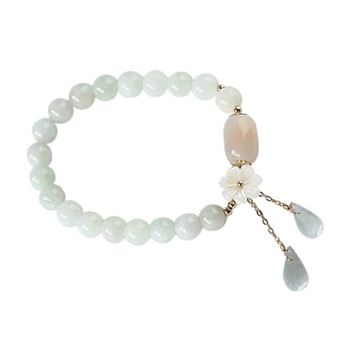 LIOOBO Edelstein Armband Jade für Damen Handkette mit Natürlichem Schmuck Vielseitig als Schutz Armband oder Stapelarmband Tragbar für Familie von LIOOBO