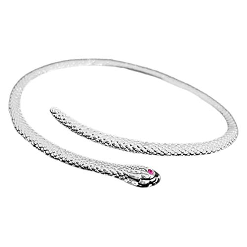 LIOOBO Einstellbarer Armreif Damen Silber Schlange Design Offener Bangle Leicht Elegant Modeschmuck Für Alltag Party von LIOOBO