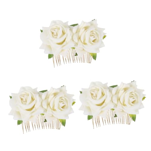 LIOOBO Eleganter Rosenhaarkamm Für Die Hochzeit – Brautschmuck Aus Hochwertigen Stoffblumen in Weiß - Ideal Für Und Mädchen Perfekter Haarschmuck Für Romantische Anlässe von LIOOBO