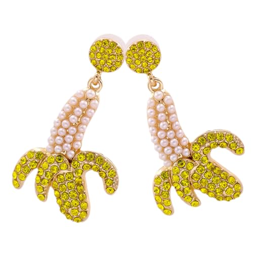 LIOOBO Exklusive Bananen Ohrringe Goldfarben mit Kreativen Frucht Design Strassbesetzt Leicht und Hautfreundlich Ohrstecker Damen für Party und Alltag von LIOOBO