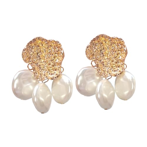 LIOOBO Extravaganter Perlenohrring aus Legiertem Material Leichter Damenschmuck mit Kreativem Design Modische Ohrhänger für Frauen und Mädchen Goldenes Finish Originelles Accessoire von LIOOBO