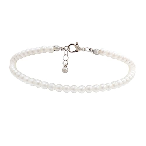 LIOOBO Elegantes Fußkettchen Damen Künstlichen Perlen Knöchelkette für Strand und Alltag Weiß von LIOOBO