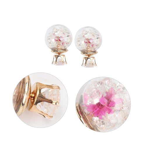 LIOOBO Blumenohrringe Mit Glaskugel-design Ohrstecker Dekorativer Ohrschmuck Kristallkugel Ohrschmuck Für Besondere Anlässe Und Daily Wear von LIOOBO