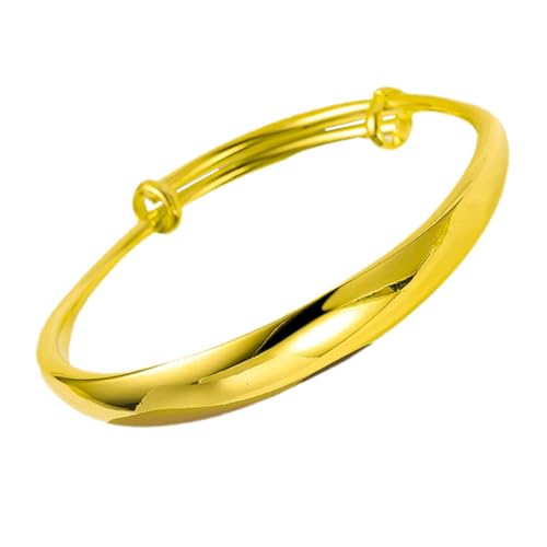 LIOOBO Goldener Damen Armreif Dickwandig aus Hochwertigem Messing mit Vakuumvergoldung Langlebig und Farbbeständig Eleganter Push pull Stil Schlichtes Design für Alltag Hochzeit Geeignet von LIOOBO