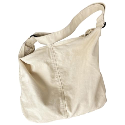 LIOOBO Große Canvas Schultertasche Damen Leichte Umhängetasche mit Viel Stauraum Vielseitige Stofftasche für Schule Shopping Reisen Alltag von LIOOBO