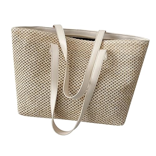 LIOOBO Große Gewebte Umhängetasche Damen Strandtasche aus Leichtem Strohähnlichem Material Geräumig Modisch Vielseitig für Arbeit Reisen und Alltag Langlebig und Stilvoll von LIOOBO