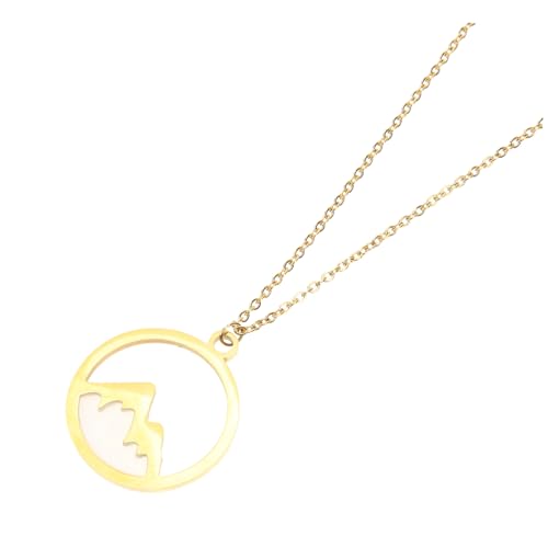 LIOOBO Halskette Damen Mountain Charm Anhänger Modisch Einfach Goldfarben Schmuck für Freundin Alltag Festival von LIOOBO