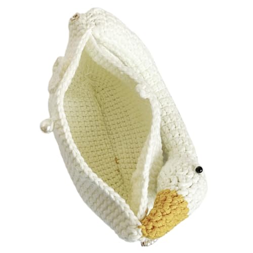 LIOOBO Handgefertigte Gehäkelte Umhängetasche Damen mit Perlenkette Crossbody Bag Vielseitig Tragbar als Schulter oder Handtasche Großer Stauraum Robust für Reisen und Alltag Geeignet von LIOOBO