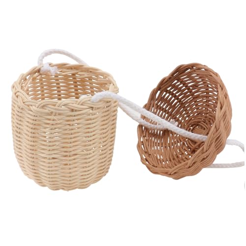 LIOOBO Handgewebte Mini Umhängetasche aus Natürlichem Rattan Kreative Korbform Farbenfroh Robust und Langlebig als Bezaubernde Kindertasche und Fotorequisite von LIOOBO