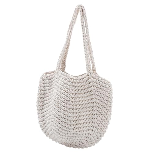 LIOOBO Handtasche Damen Handgefertigt Baumwollseil Strandtasche Sommer Große Kapazität Tote Bag Alltag Shopping Strand von LIOOBO