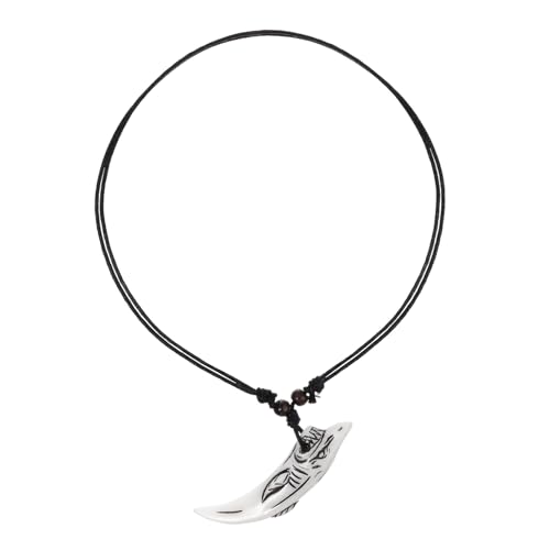 LIOOBO Herren Halskette Holzperlen mit Haifischzahn Anhänger Stylische Halskette für Strandpartys Surfen und Alltag Perfektes für Männer Weiß von LIOOBO