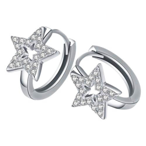 LIOOBO Hypoallergene Silber Stern Ohrringe für Teenager Mädchen Kleine Leichte Creolen mit Hohlem Design Schmuckgeschenke für Tochter Langlebig und Elegant von LIOOBO