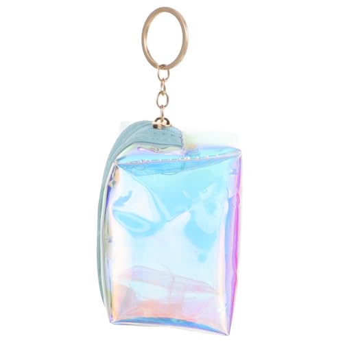 LIOOBO Kleine Damen Geldbörse mit Schlüsselanhänger Transparenter Hologramm Optik Kompakt und Leicht Multifunktional als Kartenetui für Studenten und Junge Frauen von LIOOBO