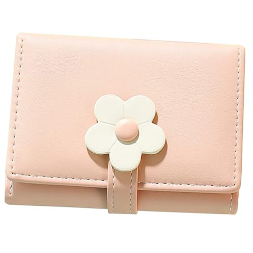 LIOOBO Kompaktes Leichtes Damen Portemonnaie mit Süßem Blumenmuster im Koreanischen Stil Kleines PU Geldbörsen Täschchen für Studentinnen Praktische und Kartenaufbewahrung von LIOOBO
