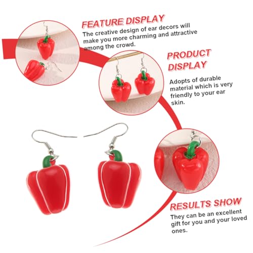 LIOOBO Kreative Damen Ohrringe Rote Chili Ohrstecker Handgefertigt Leicht Hautfreundlich Modischer Schmuck Für Party von LIOOBO