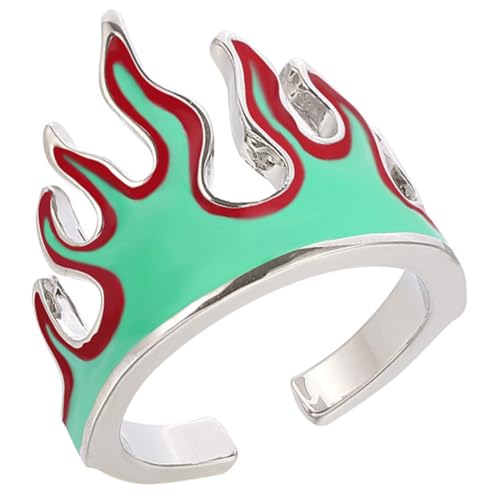 LIOOBO Kreativer Flammenring Verstellbar aus Hochwertiger Legierung Modischer Unisex Fingerring für Damen und Herren Stylisches Schmuck Accessoire im Urbanen Hip Hop Stil Trendiger von LIOOBO