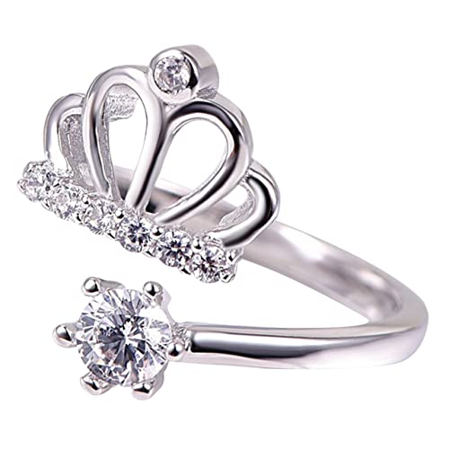 LIOOBO Kronring Offener Verstellbarer Kristallring für Frauen Strasssteine Schmuckstück als für Valentinstag und Geburtstag Hautfreundlich und Geeignet von LIOOBO