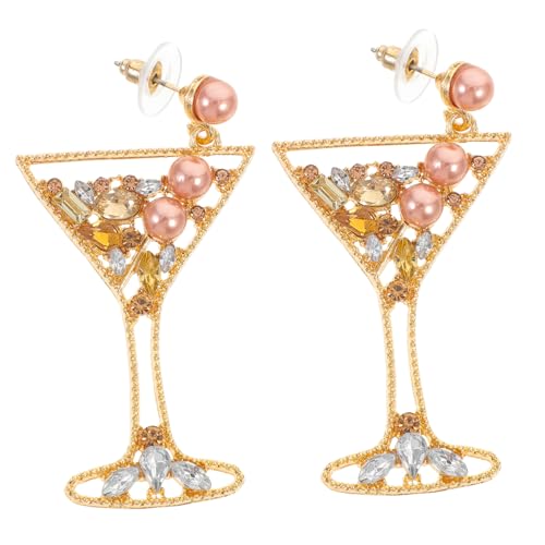 LIOOBO Leichte Damen Ohrringe Weinglas Design mit Funkelnden Strass Perlen Baumelnde Schmuckstücke für Frauen Eleganter Ohrschmuck für Alltag und Besondere Anlässe von LIOOBO
