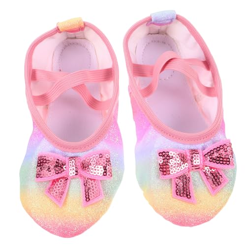 LIOOBO Mädchen Ballettschuhe mit Weichem Pu Sohle Glänzendem Farbverlauf und Schleife rutschfest Atmungsaktiv Leicht und Flexibel Geeignet für Kleinkinder Tanzpraxis und Indoor übungen von LIOOBO