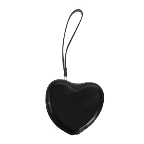 LIOOBO Mini Herzform Damen Münzbörse Multifunktionale Handgelenktasche für Münzen Karten und Kleine Gegenstände für Alltag Shopping und Reisen Strapazierfähiges Material Schwarz von LIOOBO