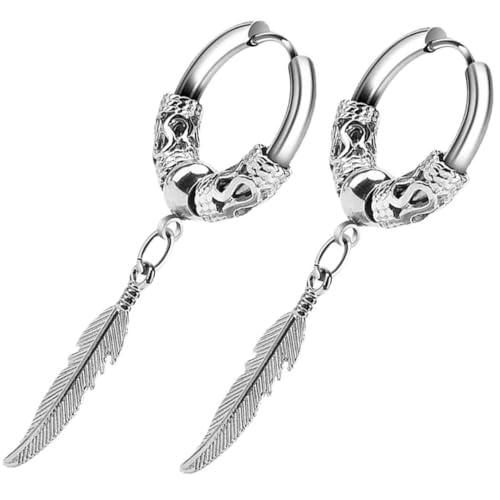 LIOOBO Modische Creolen Ohrringe Damen Herren Drachenmuster Blattform Hängend Leicht Komfortabel Alltag Party von LIOOBO