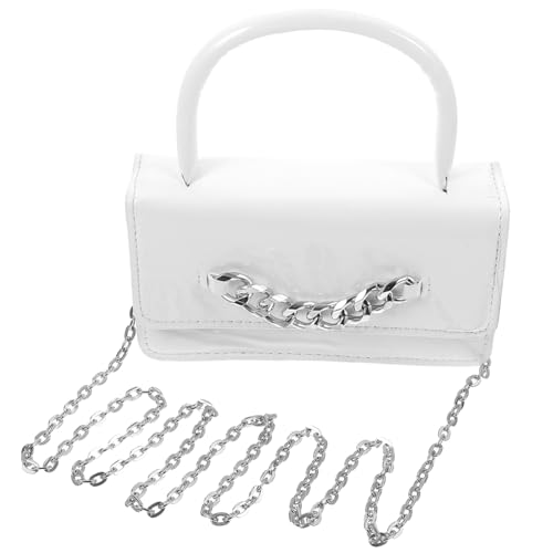 LIOOBO Modische Damen Umhängetasche Klein mit Kette Vielseitig als Schulter Handtasche Tragbar für Alltag und Reisen Weiß von LIOOBO
