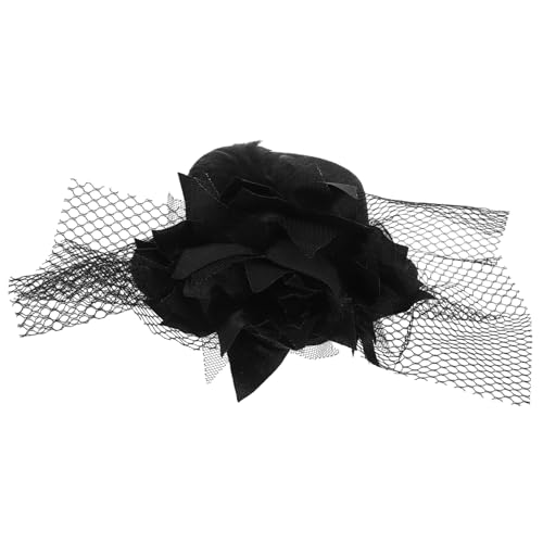LIOOBO Mini Schwarz Haarspange Blumen Mini Haarspange Hut Fascinator Clip Blume Für Damen Fascinator Clip Schwarz Hut Mit Blumendekor von LIOOBO