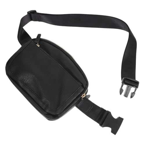 LIOOBO Multifunktionale Hüfttasche für Damen PU Fanny Pack mit Verstellbarem Schultergurt und Mehreren Fächern für Outdoor Sportarten Wandern und Radfahren Schwarz von LIOOBO