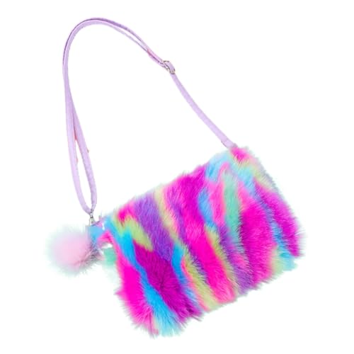 LIOOBO Niedliche Umhängetasche Plüsch Regenbogen Handtasche für Vielseitige Aufbewahrung für Münzen Kleine Gegenstände für Partys Anlässe von LIOOBO