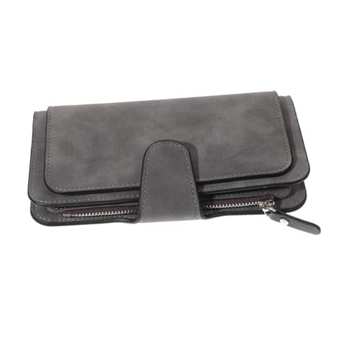 LIOOBO PU Damen Geldbörse mit Druckknopf Verschluss Dreifach Mehrere Kartenfächer Mattes Zweifarbiges Design Kompakte Clutch Portemonnaie in Praktisch für Alltag und Shopping von LIOOBO