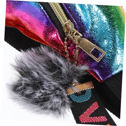 LIOOBO PU Damen Hüfttasche mit Farbverlauf und Glänzenden Pailletten Verstellbarer Gurt Multifunktionale Brust und Umhängetasche für Outdoor Shopping Sport und Freizeit Bunter von LIOOBO