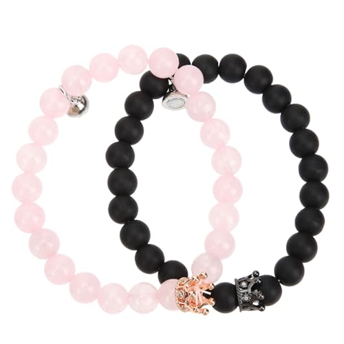 LIOOBO Pärchen Armband mit Zirkonia Krone und Schwarze Matte Perlen Stylische Partner Schmuck Geschenke für Damen und Herren zum Valentinstag und Alltag LIOOBO Pärchen Armband mit Zirkonia Krone und Schwarze Matte Perlen Stylische Partner Schmuck Geschenke für Damen und Herren zum Valentinstag und Alltag von LIOOBO