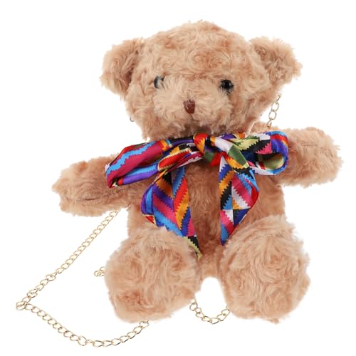 LIOOBO Plüsch Bär Umhängetasche Cartoon Crossbody Bag für Mädchen Leicht und Strapazierfähig mit Reißverschluss Niedlich und Modisch Kleines Stofftier Design von LIOOBO