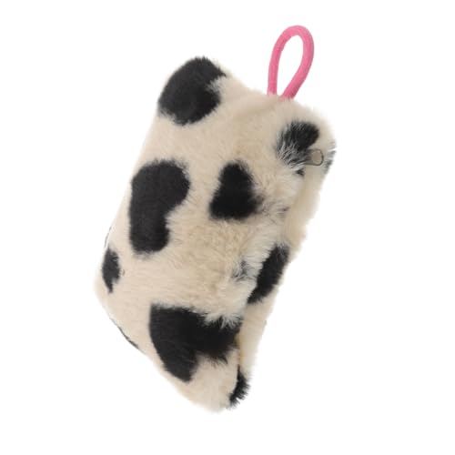 LIOOBO Plüsch Herz Muster Kosmetiktasche Tragbare Make-up Aufbewahrung Für Lippenstift Münzen Und Karten Weiche Und Langlebige Tasche Für Und Alltag von LIOOBO