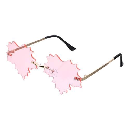 LIOOBO Randlose Leichte Sonnenbrille Damen Blattförmig Trendige Rave brille für Party Festival und Alltag Auffällige Unregelmäßige Form Modische Damen Sonnenbrillen für Erwachsene von LIOOBO