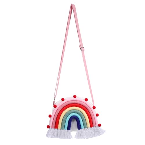 LIOOBO Regenbogen Kinderhandtasche Umhängetasche für Kleinkinder Baumwolle Verstellbar für Mädchen zur Aufbewahrung von Kleinigkeiten und Schätzen von LIOOBO
