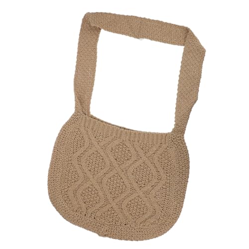 LIOOBO Retro Gehäkelte Umhängetasche aus Grobem Garn Schultertasche mit Großer Kapazität Vielseitig Einsetzbar für Alltag Strand und Reisen Stilvoll und Praktisch in Khaki von LIOOBO