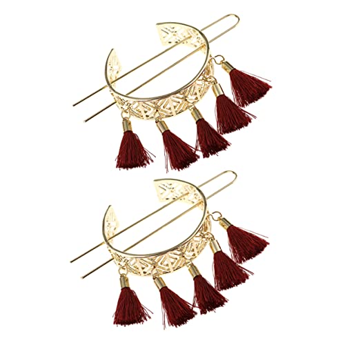 LIOOBO 2stücke Hohler Haarstab Mit Quaste Haarnadel Retro Chignon Pin Frauen Haar Ornament Aus Legierung Glatt Und Leicht Zu Tragen von LIOOBO
