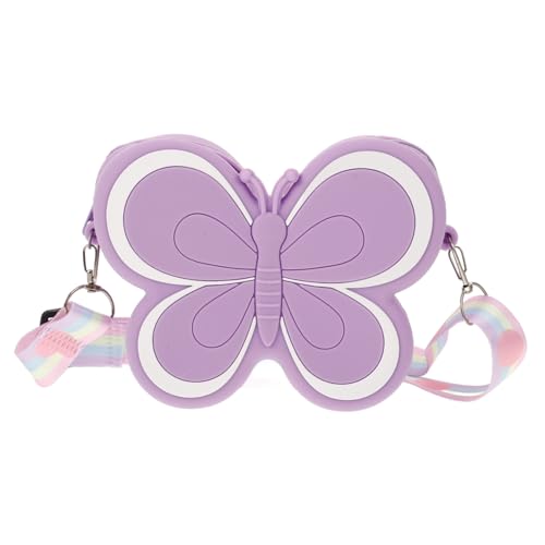 LIOOBO Schmetterlings Silikon Umhängetasche für Mädchen Leichte Crossbody Geldbörse Niedliche Kleine Tasche für Alltag und Reise von LIOOBO
