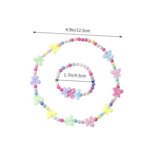 LIOOBO Schmuckset Mädchen Buntes Acryl Perlen Schmetterling Halskette Armband für Kleinkinder Party Alltag Verkleidungsspiel von LIOOBO