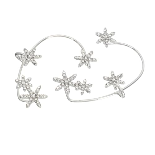 LIOOBO Schneeflocken Ohrclip mit Funkelnden Strasssteinen Silberner Ohrhaken Leichter Clip Ear Cuff Modischer Schmuck für Damen Ohrloch Tragbar von LIOOBO