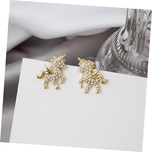 LIOOBO Silber Unicorn Ohrstecker mit Zirkonia Party Ohrringe Damen Leichte Hautfreundliche Ohrstecker Eleganter Schmuck für Freundin Mutter Brautjungfer von LIOOBO