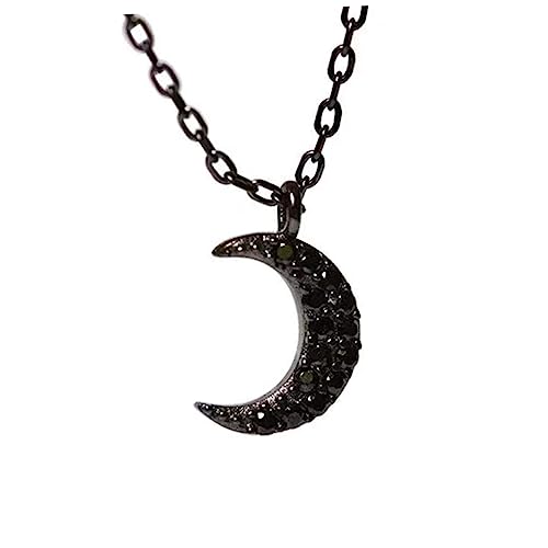 LIOOBO Silberne Halskette mit Halbmond Anhänger Choker Funkelnde Zirkonia Mondkette Einzigartiger Punkstil Eleganter Schmuck für Damen und von LIOOBO