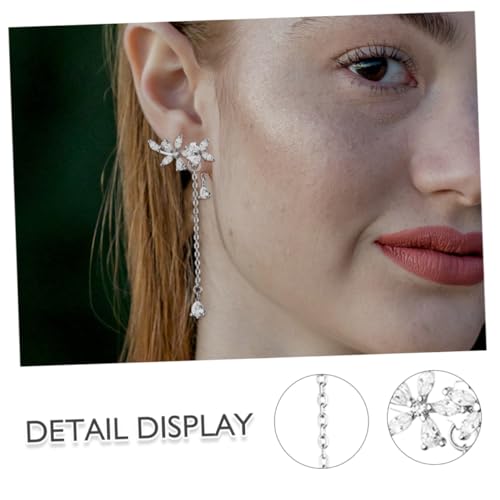 LIOOBO Silberne Ohrhänger mit Kristallanhänger Lange Quasten ohrringe mit Strasssteinen Hypoallergenes Ohrstecker Damen Eleganter Vintage stil Geeignet für Alltag und Festliche Anlässe von LIOOBO