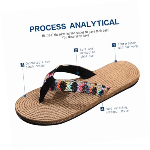 LIOOBO Flip-flop Hausschuhe Damen Strand-flip-flops Mit Flacher Sohle Künstliches Strohgewebe Hausschuhe Rutschfeste Sommersandalen Für Damen Geeignet Für Sommer Und Outdoor von LIOOBO