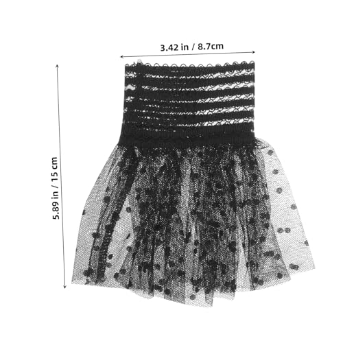 LIOOBO Spitzen Manschetten Damen Abnehmbare Falsche Ärmel mit Netzstoff und Chiffon Lolita Accessoire für Outfits Schwarze Dekorative Handgelenk Manschetten von LIOOBO