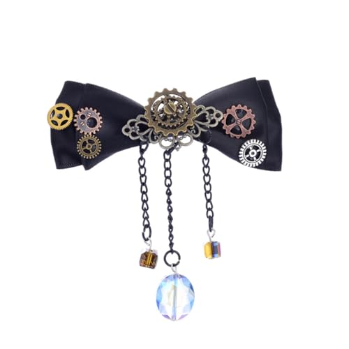 LIOOBO Steampunk Haarklammer mit Bowknot Design Robuste Haarspange für Mädchen Langlebiges Haarschmuck accessoire für Festivals Partys und Lange Haare Schwarzer Haarclip von LIOOBO