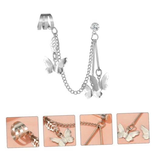 LIOOBO Stilvolle Silberne Ohrklemme mit Quaste und Schmetterling Modisches All Match Ear Jewelry Einzigartiges Design Verstellbar und Komfortabel für Party und Alltag von LIOOBO