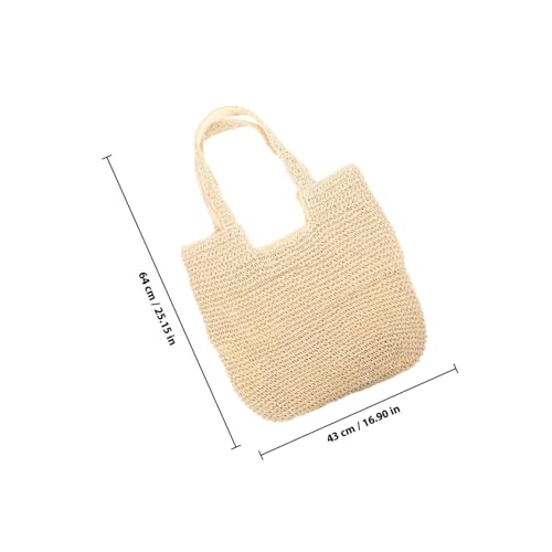 LIOOBO Strandtasche Damen Stroh Gewebt Leicht Sommer Tote Bag Schultertasche Freizeit Handtasche für Alltag Shopping und Reisen Beige von LIOOBO